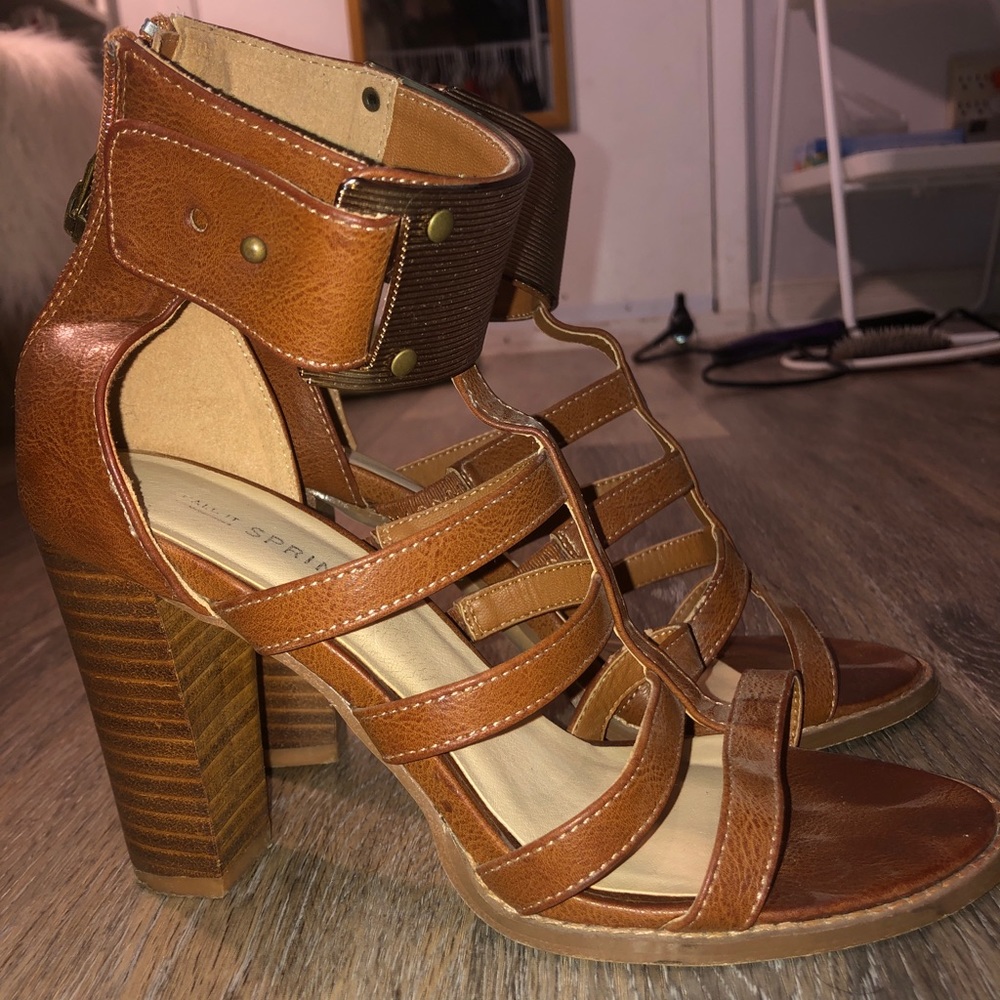 Brown Gladiator Style Heeled Sandals